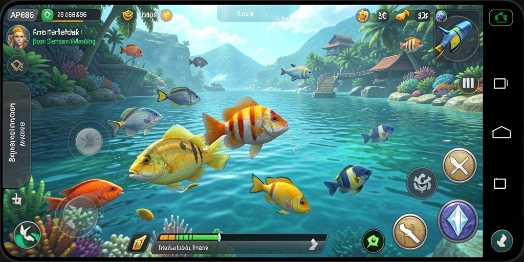 Gameplay seru dalam <strong>AP686</strong> saat menangkap ikan.