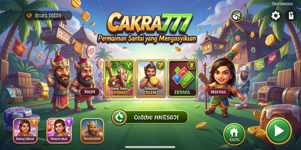 Tampilan gameplay CAKRA777 yang penuh warna dan menyenangkan.