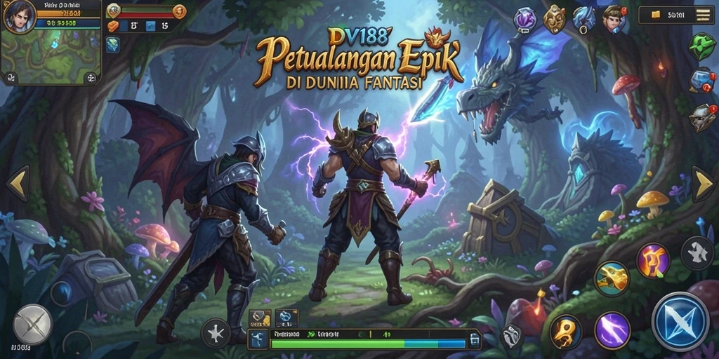 Tangkapan layar gameplay DV188 menampilkan aksi seru dalam pertempuran RPG.