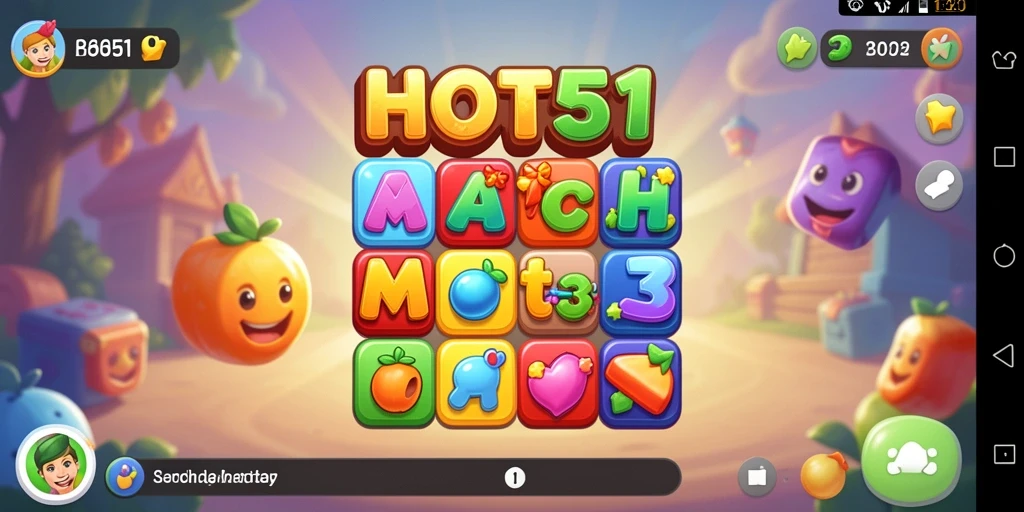 Tangkapan layar HOT51 menampilkan gameplay Match-3 yang menarik.