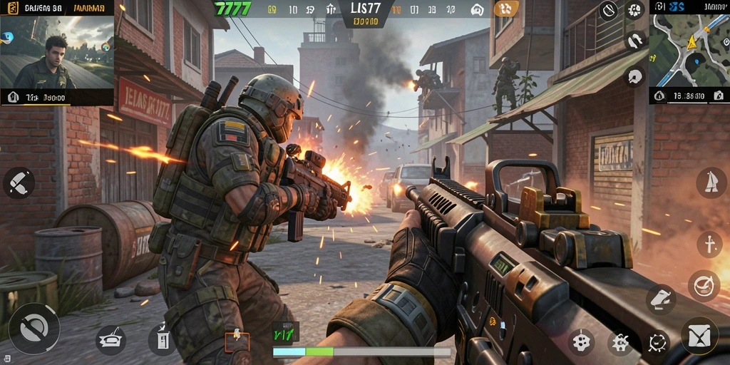 Tampilan gameplay menegangkan dari JELAS777 dalam pertempuran FPS.