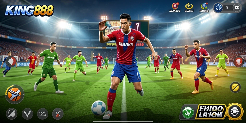 Screenshot dari gameplay KING88 menampilkan suasana pertandingan olahraga yang mendebarkan.