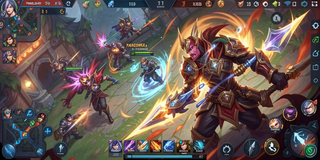 Tampilan gameplay seru dalam PANGLIMA77, aksi strategi MOBA yang mendebarkan.