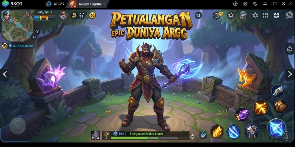 Screenshot gameplay RKGG menampilkan pertarungan epik dan karakter menarik.