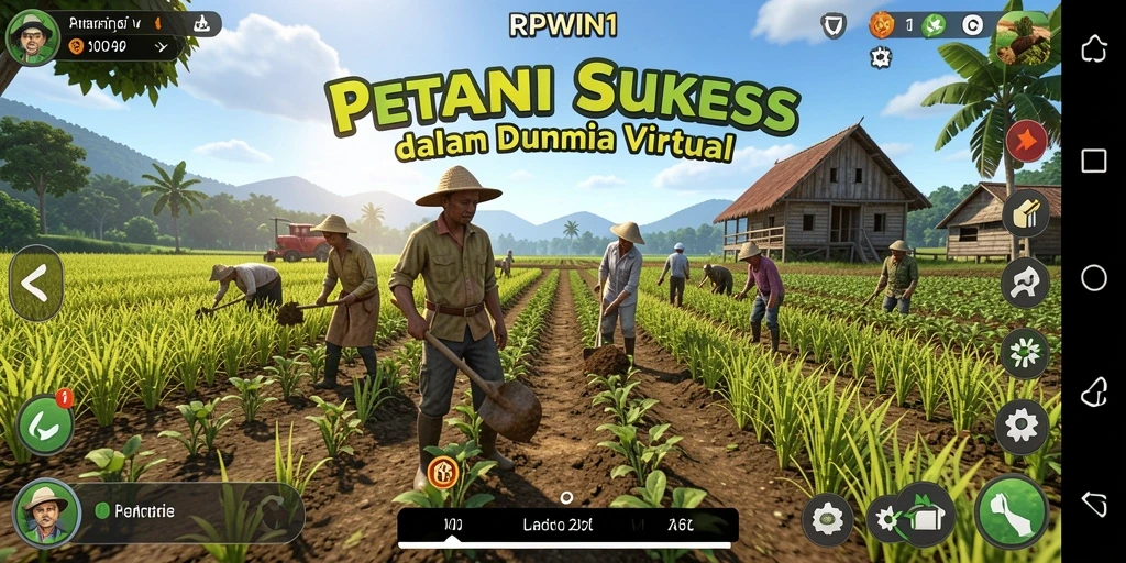 Tangkapan layar utama RPWIN1 menampilkan gameplay bertani yang menarik.