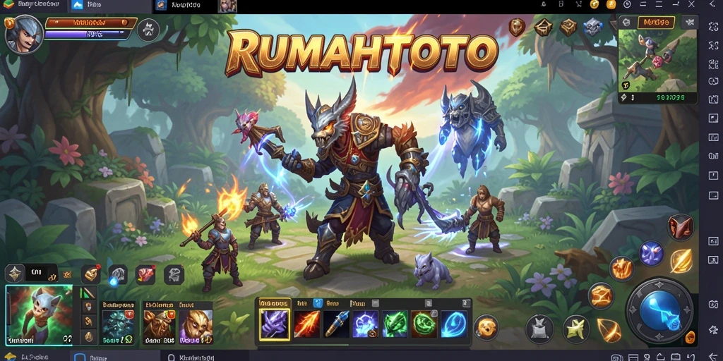 Screenshot gameplay RUMAHTOTO menampilkan aksi seru dalam pertempuran.