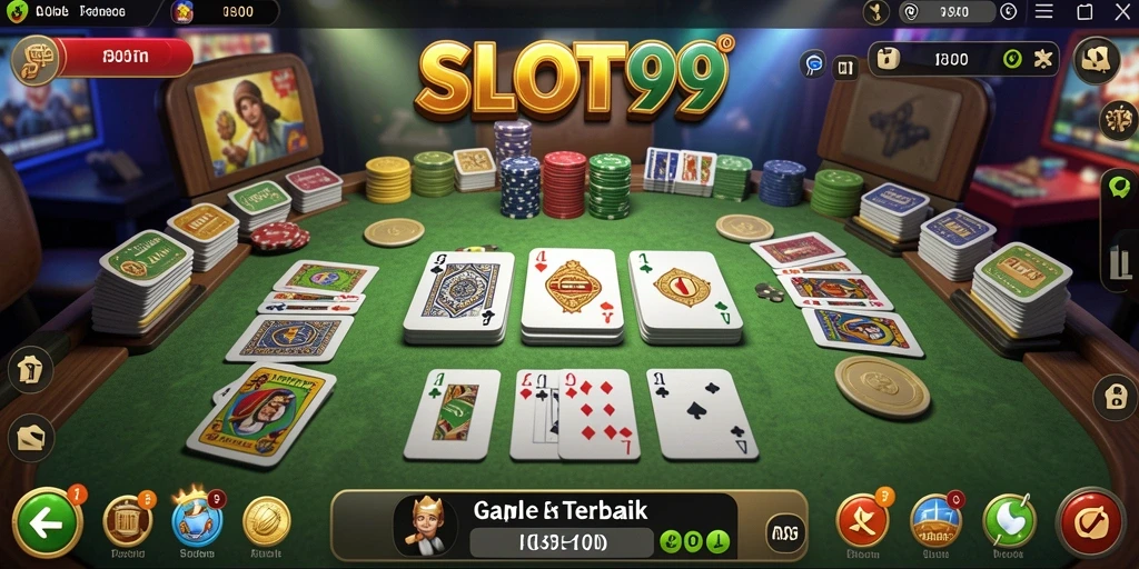 Screenshot utama SLOT99 menampilkan gameplay Gaple yang seru.